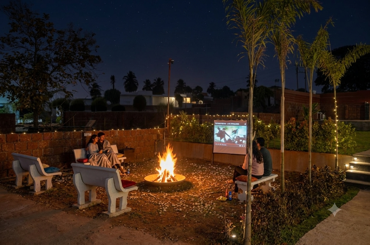 Bonfire Setup on Lawn